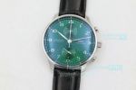 Copy IWC Schaffhausen Portuguese Green Dial Black Leather Watch ZF Factory